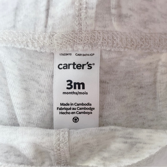 🧸 SALE! (5/$15, 8/$22, 12/$30) Carter’s baby leggings 3m grey baby pants jogger - Picture 3 of 4